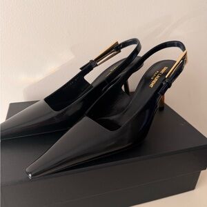 Saint Laurent Black Pointed Slingback Heels